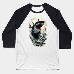Shark and  ocean Baseball T-Shirt